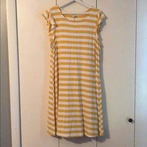 Old Navy White/Yellow Ruffle Sleeve Dress